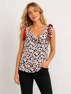 GUCCI Silk Draped Neck Floral Sleeveless Blouse Tank Resortwear Runway M EUC